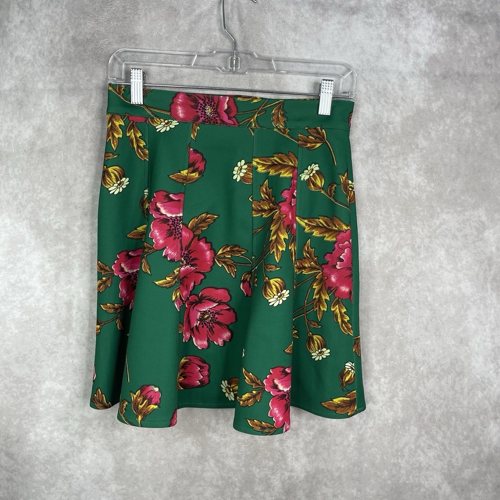 Maeve By Anthropologie Hibiscus Floral Skater Skirt In Green Women's Size US 2 - Picture 2 of 6